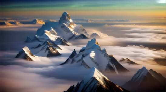 AIGC素材 雪山山峰之巅山脉风景