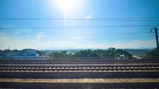 动车高铁火车窗外风景视频素材模板下载