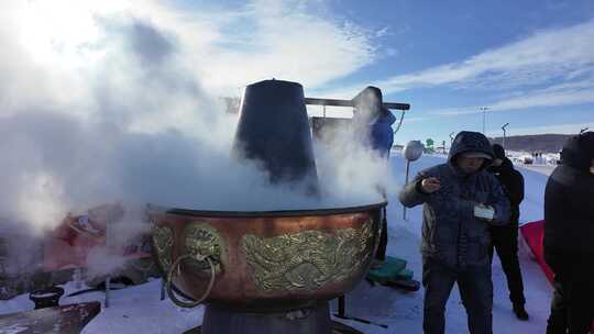 寒冬直径2米雪地大火锅