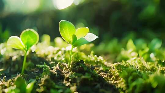破土而出的希望 微距下的嫩芽生长