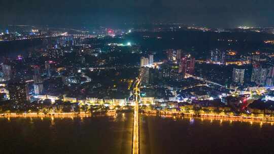 四川乐山城市夜景乐山大桥航拍延时