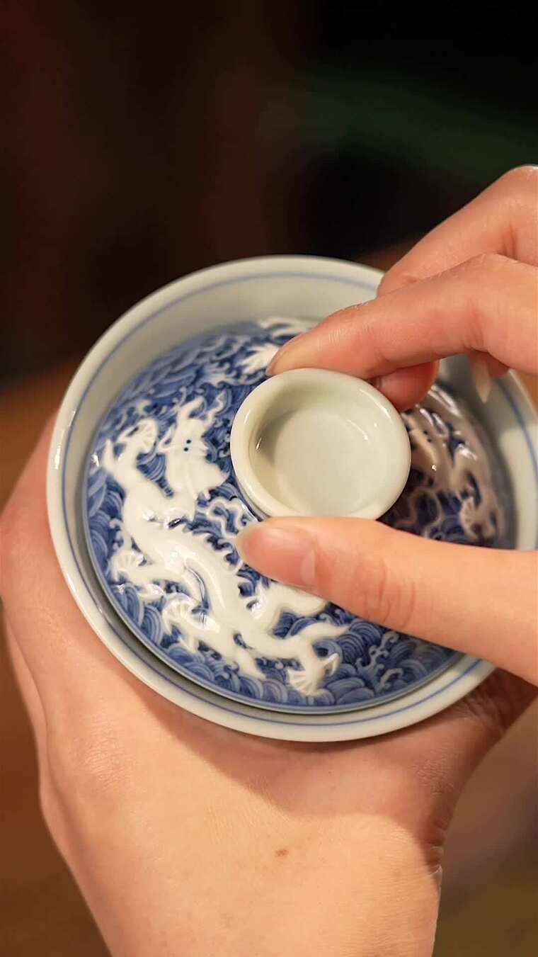 景德镇陶瓷三才盖碗喝茶