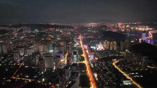 城市夜景航拍 城市夜景