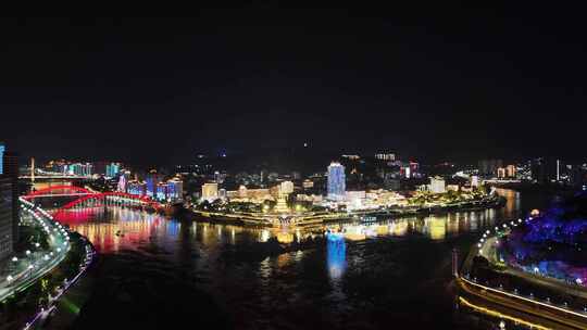 四川宜宾合江门广场夜景