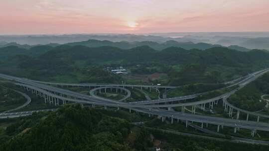 四川省遂西高速双江枢纽立交桥视频素材模板下载