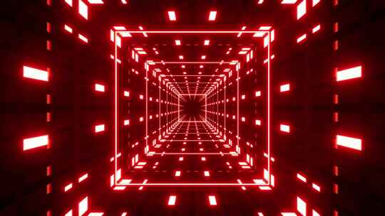 快速闪烁红灯方形隧道Vj循环视频素材模板下载
