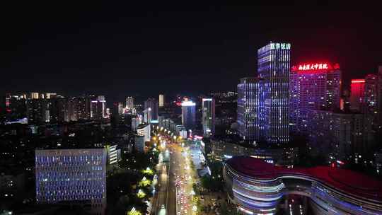 航拍四川泸州夜景泸州蜀泸大道夜景