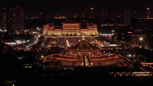 航拍洛阳隋唐洛阳城夜景