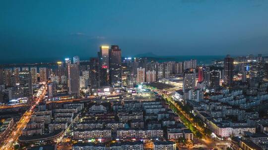 青岛西海岸夜景亮化航拍延时