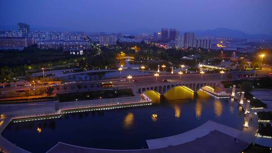 4k航拍城市夜景车流灯火