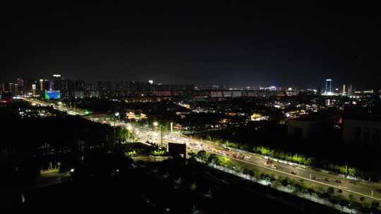 昆明夜景灯光交通航拍