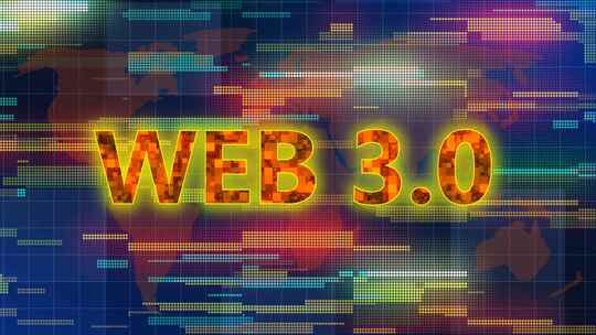 世界地图上的Web 3.0数字背景概念