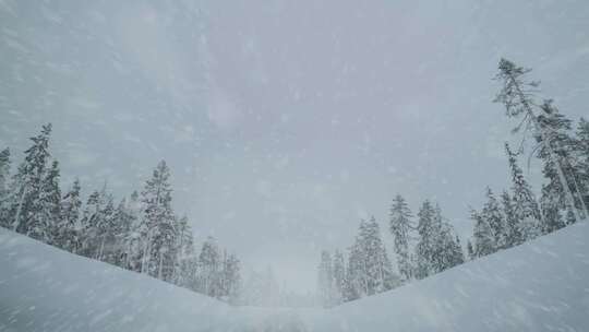 冬天汽车在大雪中行驶视频素材模板下载