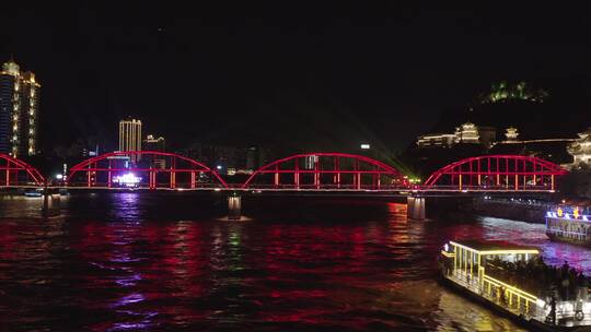 夜景兰州中山桥