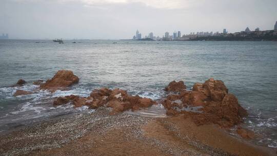 实拍 大海 海浪 沙滩 礁石