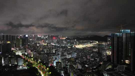 广东深圳城市大景夜景灯光航拍