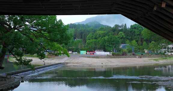 浙江省温州市泰顺廊桥晨曦航拍