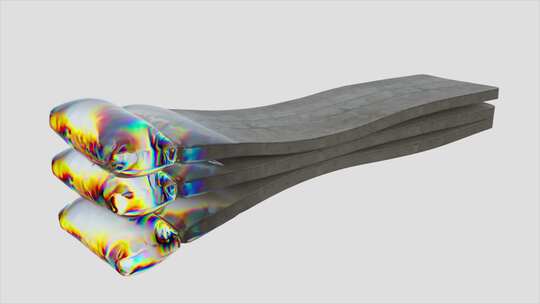 混凝土三维变换为彩虹色软表面