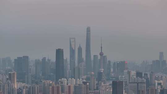 上海清晨日出天际线航拍