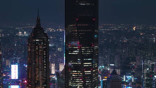 4K夜景航拍全景陆家嘴城市风光04视频素材模板下载