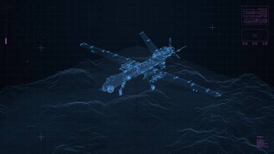 军事军用无人机HUD动画平显扫描AI技术