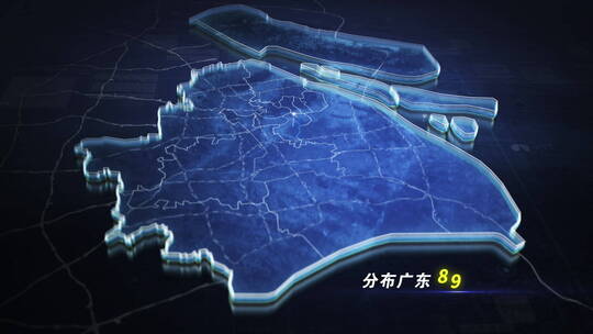 蓝色科技感地图分布上海AE视频素材教程下载