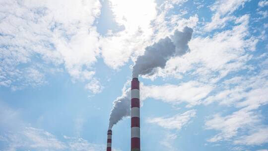 8K化工厂大烟囱污染排放延时摄影