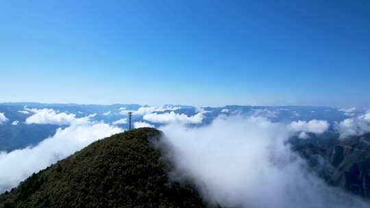 4K长江三峡巫峡峡谷河流山峰云海航拍视频