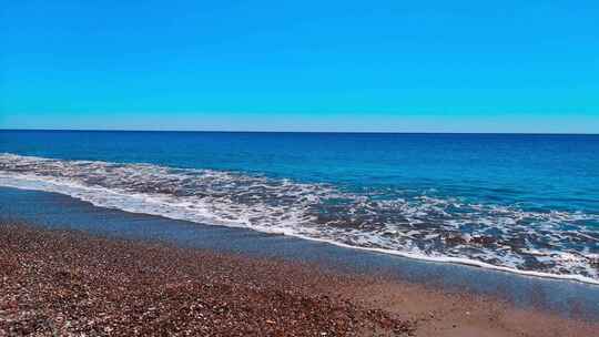 4K 海滩与蓝色的海水