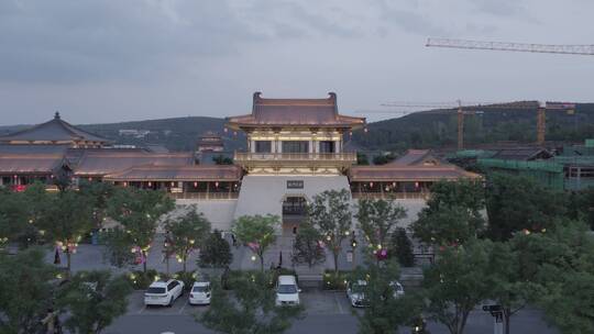 洛阳龙门龙门石窟伊河古街古建筑航拍