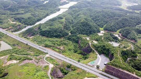 航拍郴州高椅岭景区公路