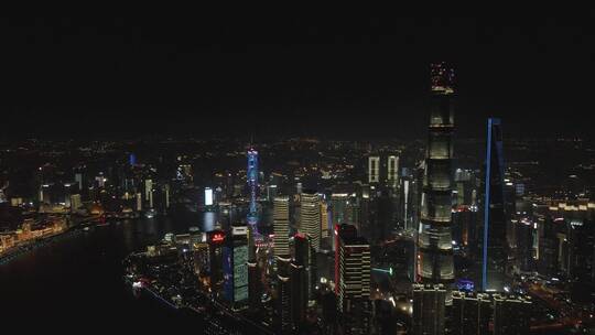 上海外滩夜景4K航拍原素材