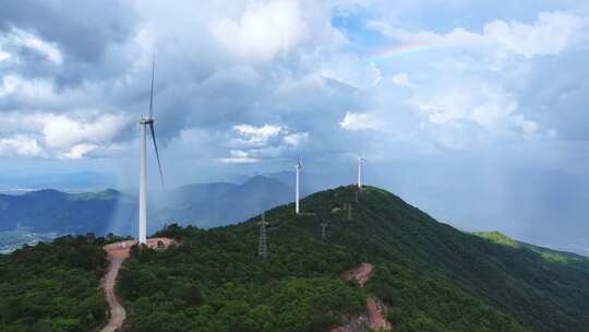 航拍高山风电 云海云雾