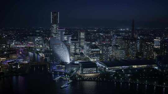 日本横滨夜景航拍视频素材模板下载