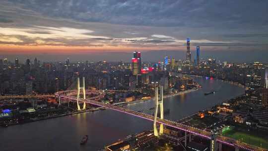 上海南浦大桥陆家嘴黄浦江夜景