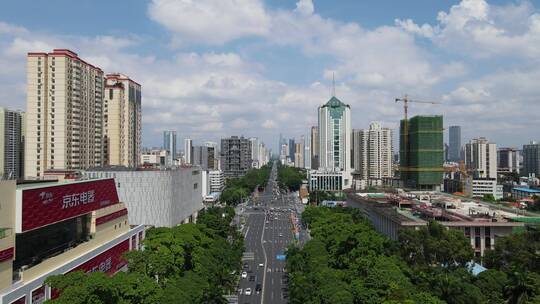 广西南宁城市风光民族大道航拍中轴线视频素材模板下载
