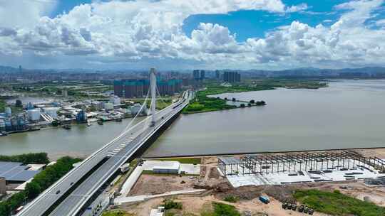 4K航拍东莞滨海湾新区大全景3