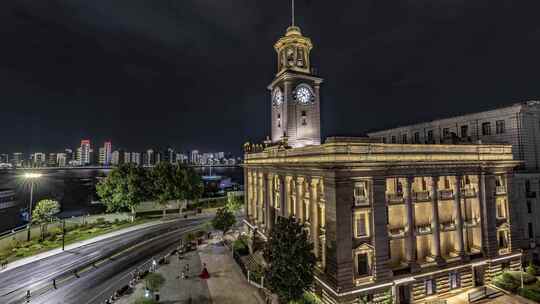 武汉江汉关夜景车流延时