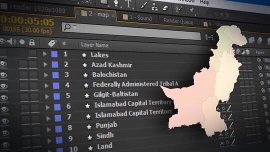 巴基斯坦地图创意头像路线AE模板