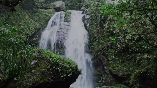 高清实拍眉山洪雅瓦屋山森林瀑布