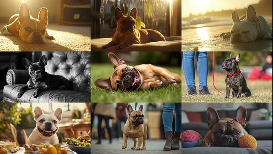 萌宠来袭法国斗牛犬小狗狗的可爱日常高清在线视频素材下载