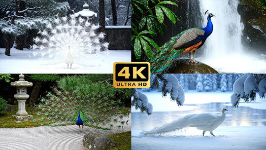 孔雀在自然景观中的画面