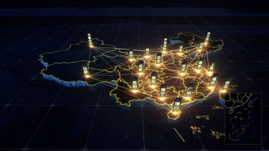 中国地图连线AE视频素材教程下载