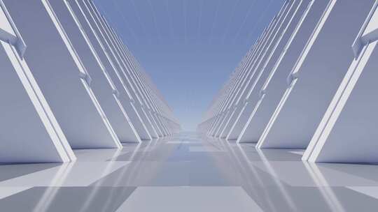 现代抽象简洁建筑走廊三维动画视频素材模板下载