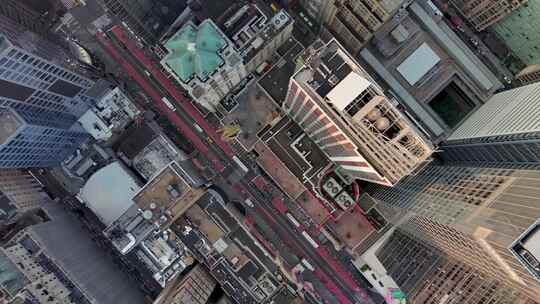 城市航拍纽约曼哈顿上东区摩天大楼汽车街道视频素材模板下载