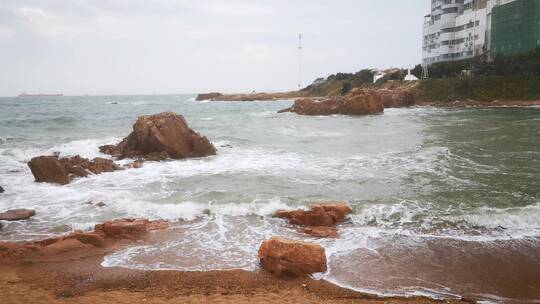 实拍 大海 海浪 沙滩 礁石