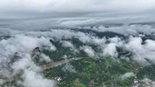 桂林夏季暴雨洪水航拍