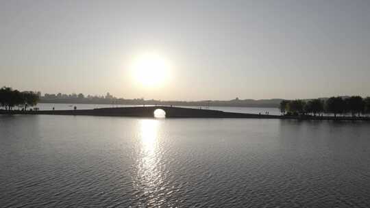 杭州西湖清晨航拍视频素材模板下载