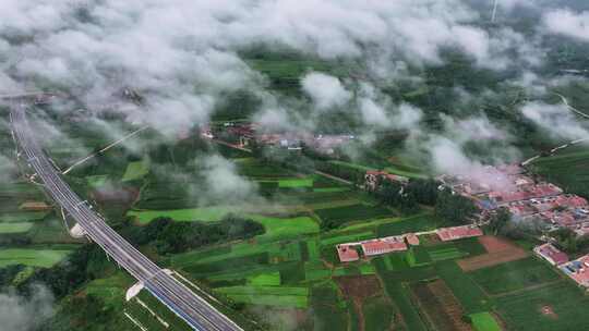 农村公路交通运输绿色田野云海航拍 合集