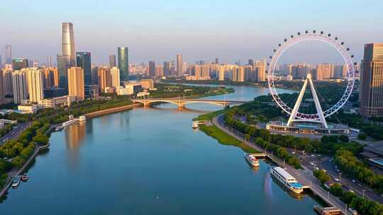 天津海河天津之眼城市风光
